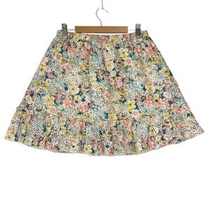 Solitaire Floral Embroidered Lined Mini Skirt Size M Eyelet Boho Cottagecore